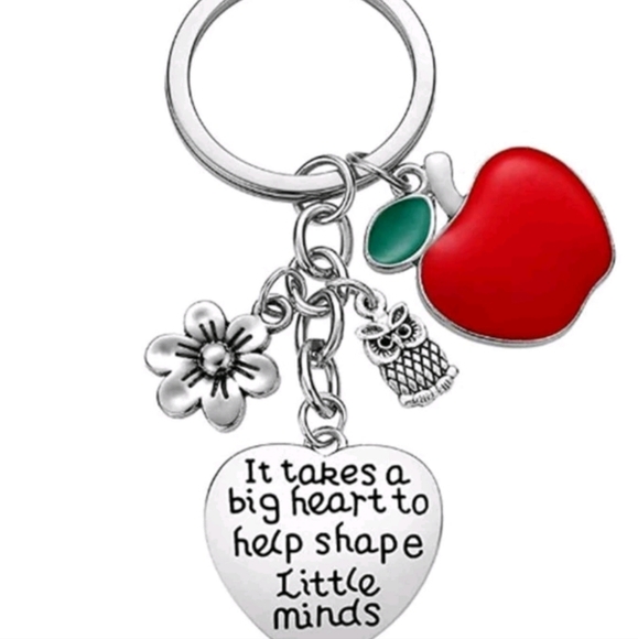 NWT- 1 Graphic Apple & Flower keychain Charm for Teachers - Picture 4 of 4
